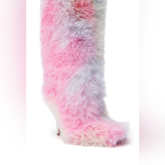 AZALEA WANG "TO LIVE AMONGST UNICORNS" Faux Fur Multicolor Platform Boots - Picture 4 of 7